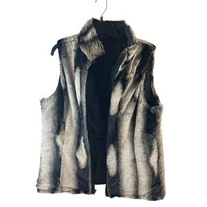 KC Collections Womens Winter Vest black quilted reversible fur‎ xl